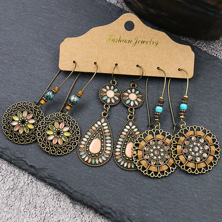 Bohemian Metal Tassel Earrings™ Retro Western Style – Women's Festival-Ready Jewelry Set