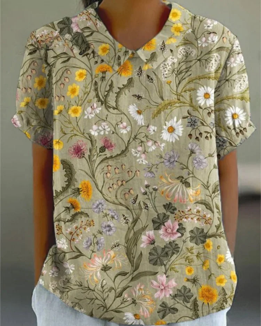 Beatrix BSC| Retro Floral Cotton-Linen Shirt
