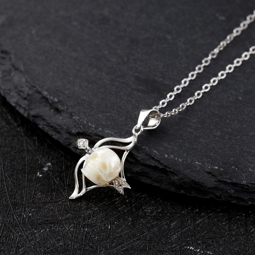 12 Zodiac Signs Sagittarius Pearl Skull CZ Necklace™ Skull Accessories – Adventurous Elegance with Symbolic Brilliance