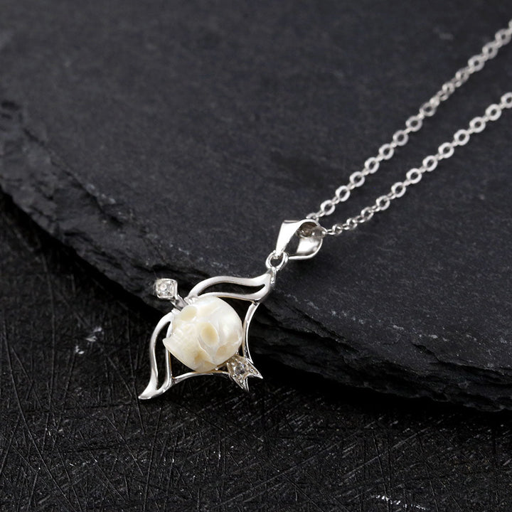 12 Zodiac Signs Sagittarius Pearl Skull CZ Necklace™ Skull Accessories – Adventurous Elegance with Symbolic Brilliance