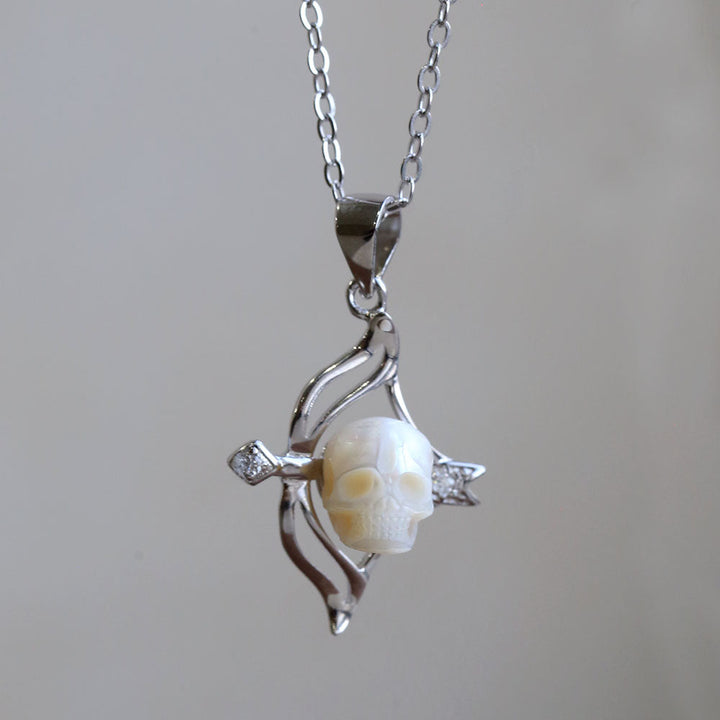 12 Zodiac Signs Sagittarius Pearl Skull CZ Necklace™ Skull Accessories – Adventurous Elegance with Symbolic Brilliance