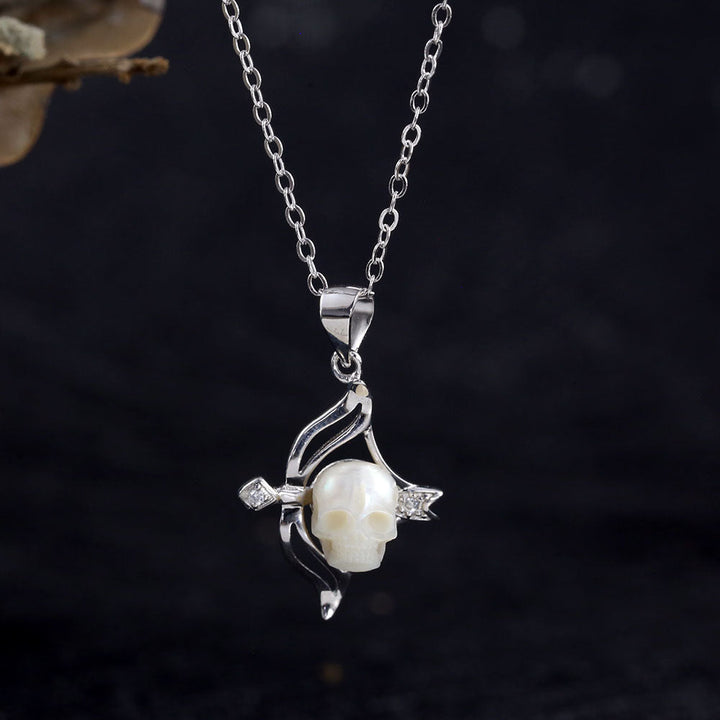 12 Zodiac Signs Sagittarius Pearl Skull CZ Necklace™ Skull Accessories – Adventurous Elegance with Symbolic Brilliance