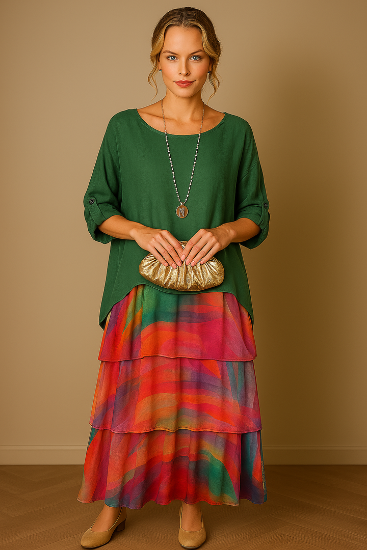 Irmgard® NDC| Loose Maxi Dress with Round Neckline