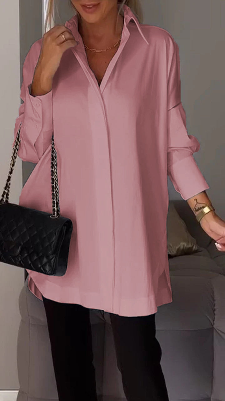 Lapel Slit Shirt™ Spring Essential – Casual Style with a Chic Twist