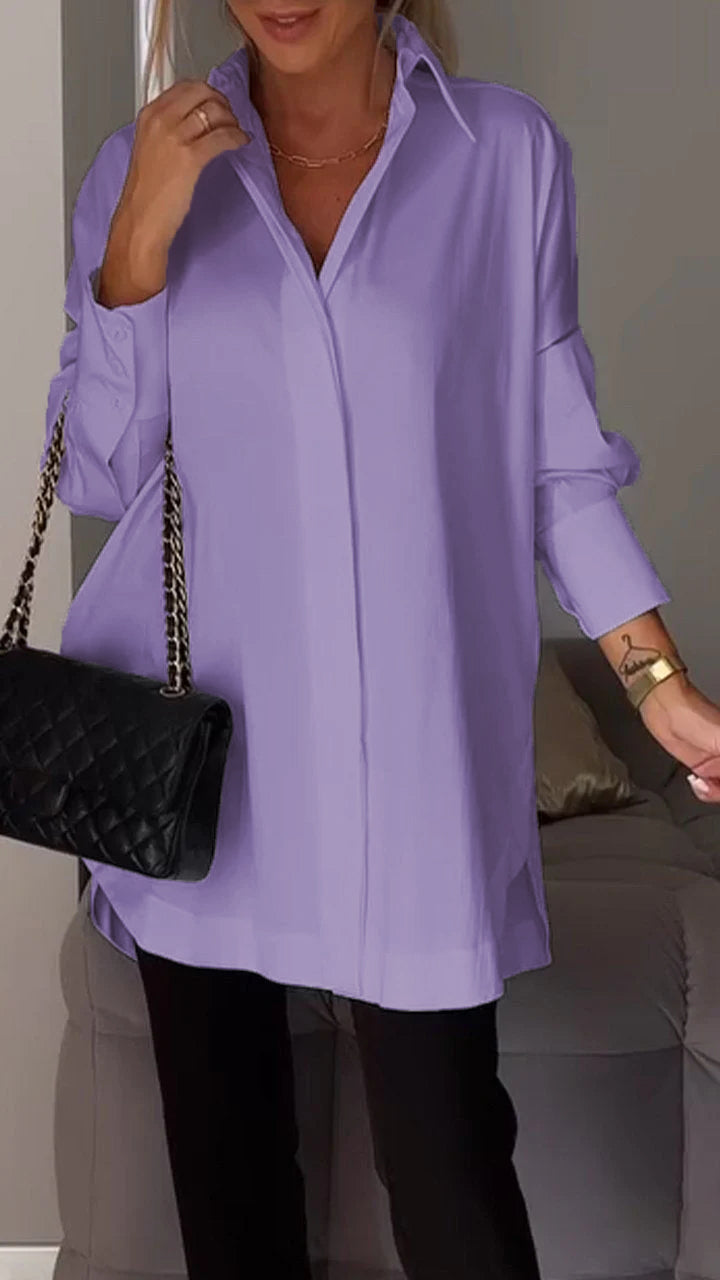 Lapel Slit Shirt™ Spring Essential – Casual Style with a Chic Twist