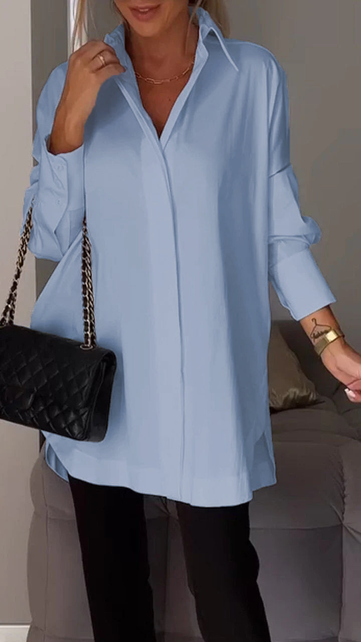Lapel Slit Shirt™ Spring Essential – Casual Style with a Chic Twist
