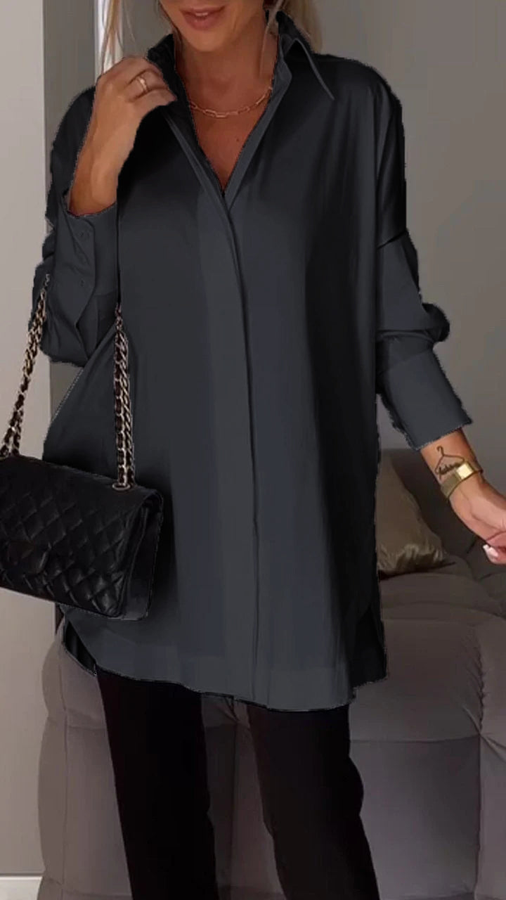 Lapel Slit Shirt™ Spring Essential – Casual Style with a Chic Twist