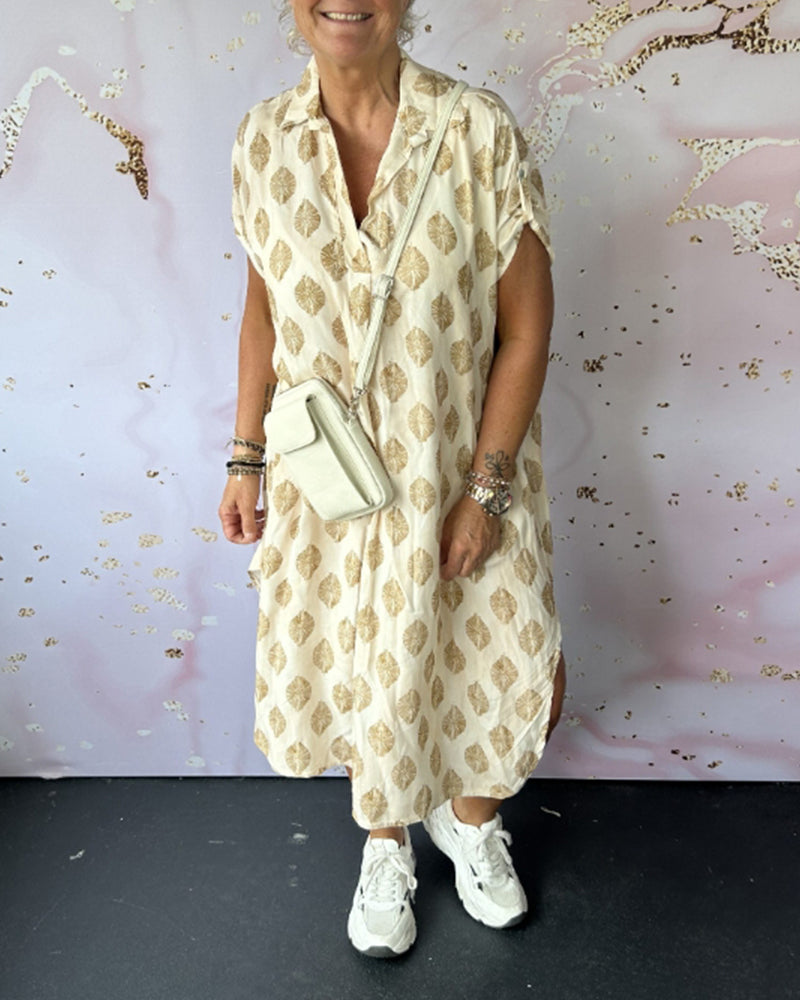 Marianne®NDC| Loose Summer Dress with Notched Collar and Short Sleeves