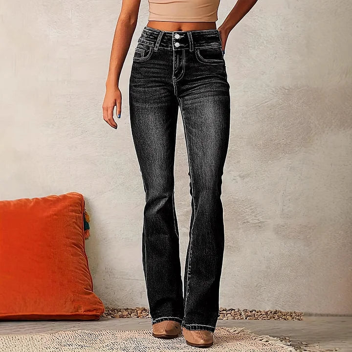 Vintage Stretch Micro Jeans™ Retro Western Style – Classic High-Waist Fit with Retro Flare