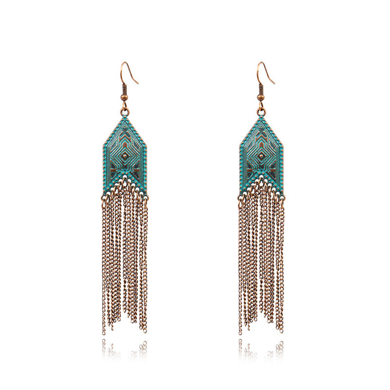 Women's Bohemian Alloy Tassel Earrings™ Retro Western Style – Chic Statement Accessories with Boho Vibes