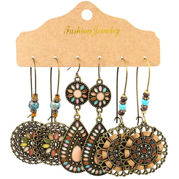 Bohemian Metal Tassel Earrings™ Retro Western Style – Women's Festival-Ready Jewelry Set