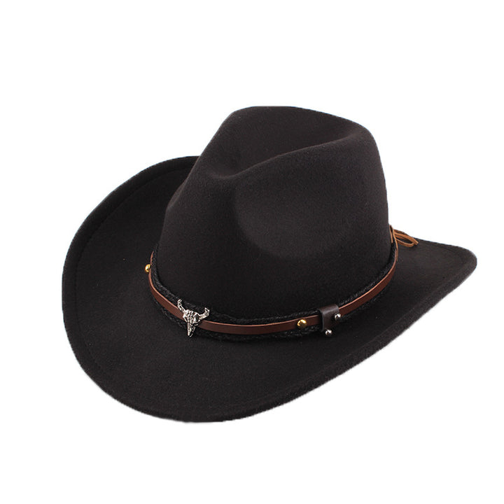 Western Cowboy Hat With Leather Band And Bull Head™ Retro Western Style – Timeless Western Flair with Bold Detail