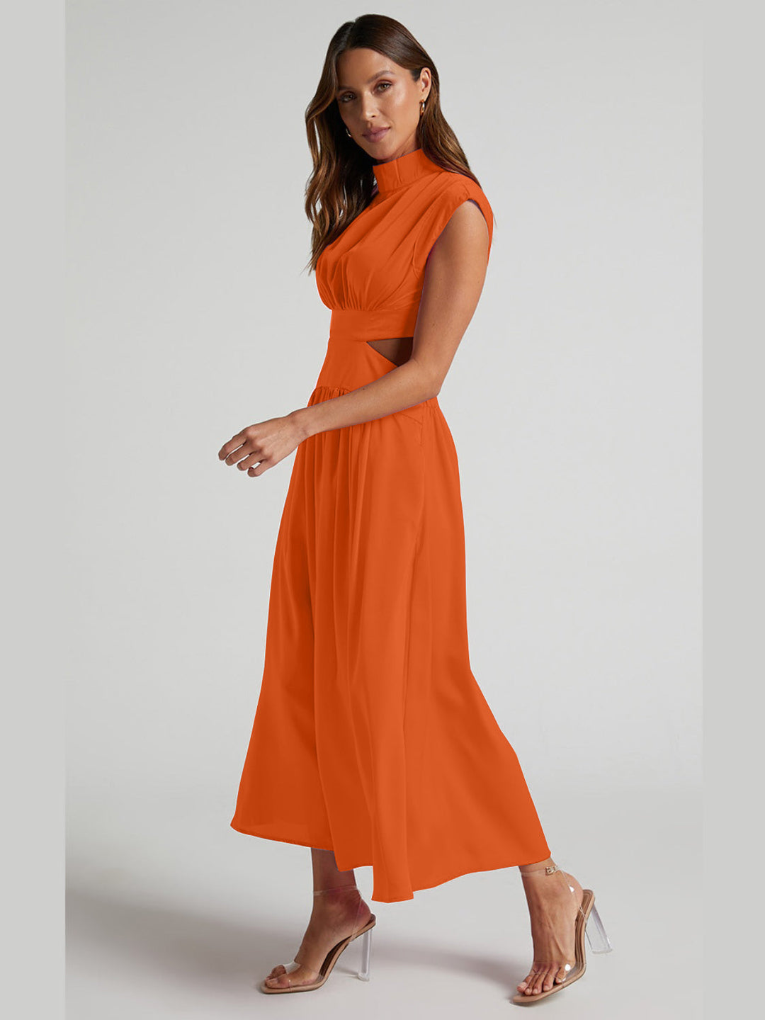 Gersinde - Elegant Sleeveless Dress with Cutout and Stand-Up Collar for Women