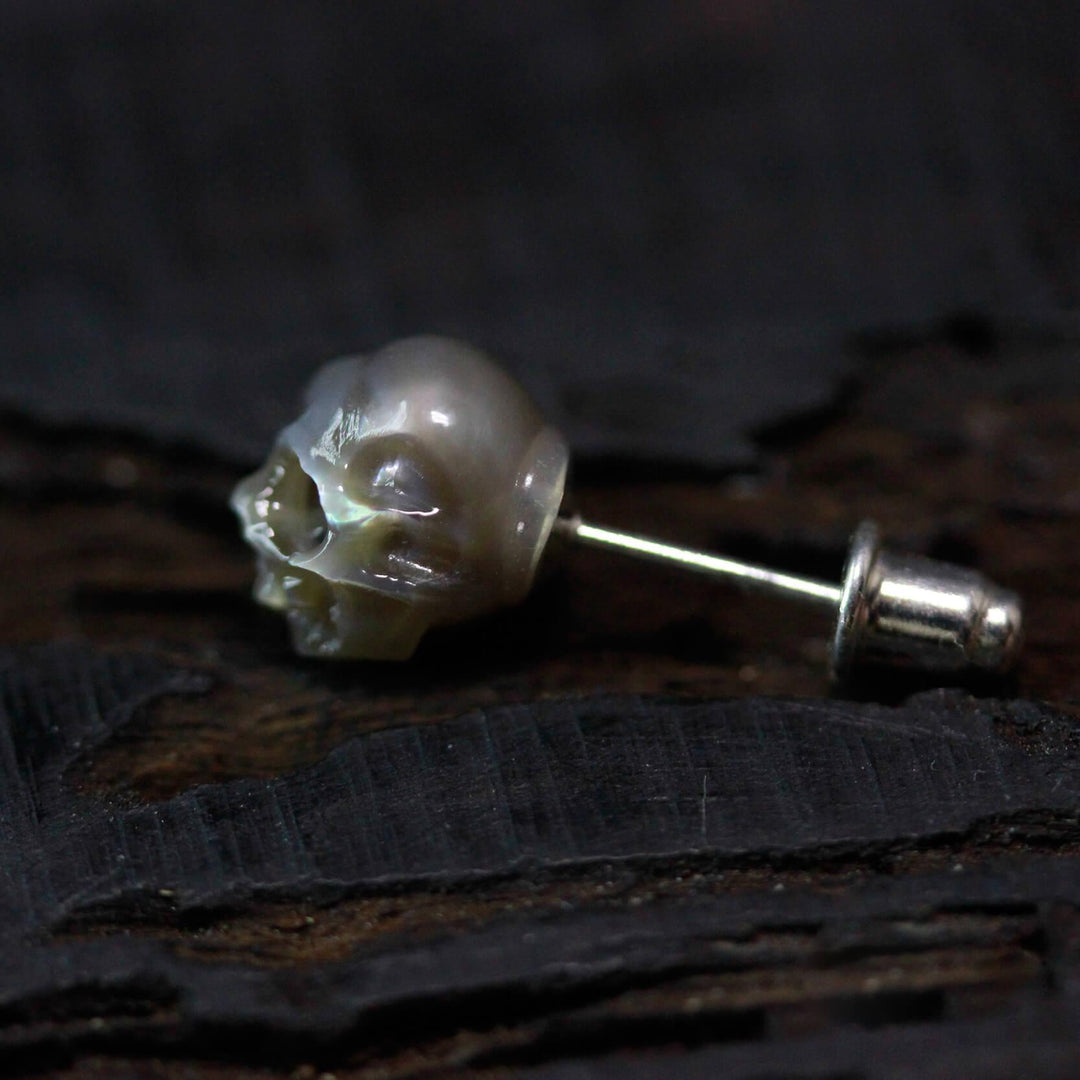 Dainty Minimalist Pearl Skull Stud Earrings™ Skull Accessories  – Subtle Edge Meets Timeless Elegance