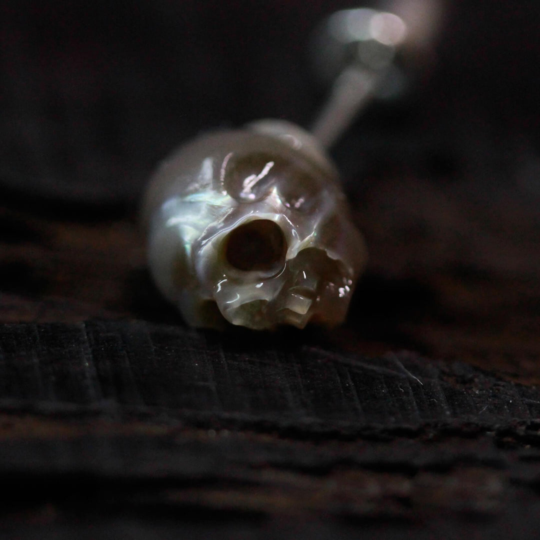 Dainty Minimalist Pearl Skull Stud Earrings™ Skull Accessories  – Subtle Edge Meets Timeless Elegance