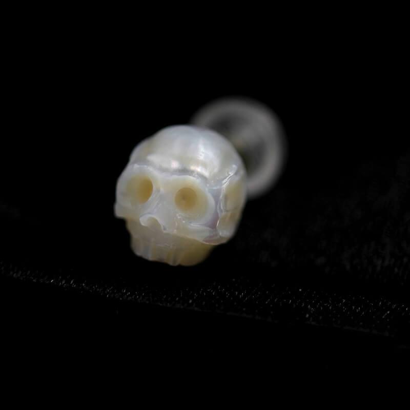 Dainty Minimalist Pearl Skull Stud Earrings™ Skull Accessories  – Subtle Edge Meets Timeless Elegance