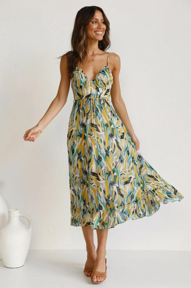 Raquel - Fashionable Midi Dress in Vibrant Colors for Women