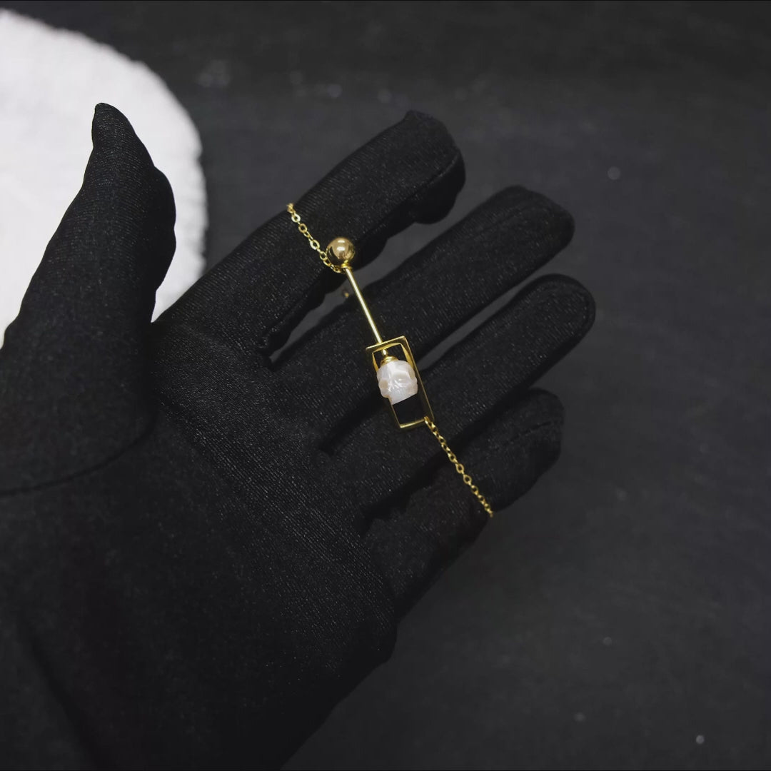 Geometric Galaxy Love Pearl Skull Bracelet™ Skull Accessories – Minimalist Elegance with a Cosmic Edge