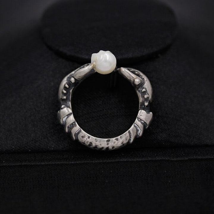 Pearl Skull Crab Pincer Ring™ Skull Accessories  – Ocean Mystique Meets Gothic Elegance