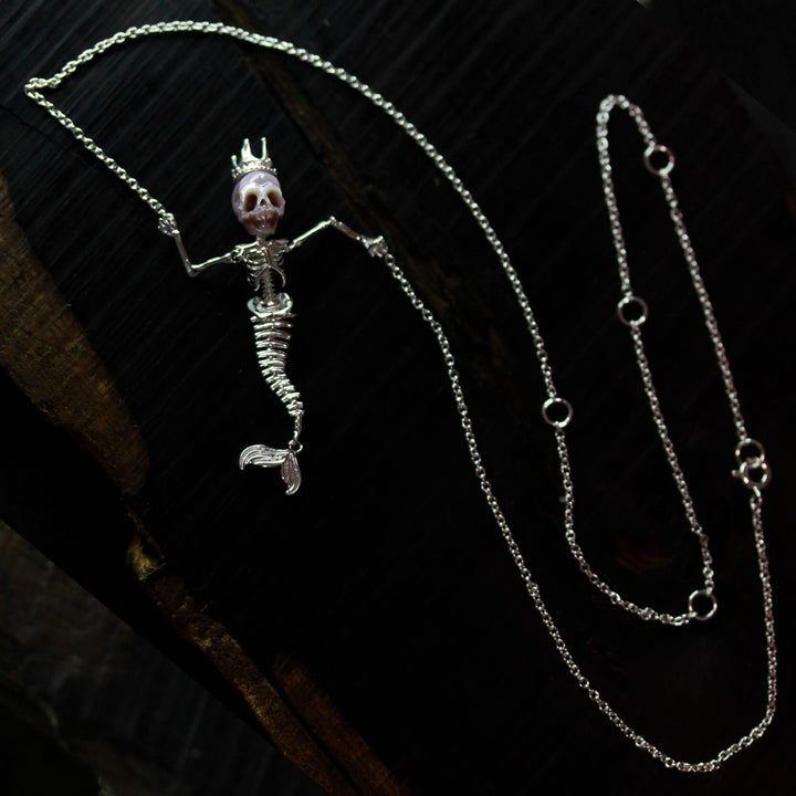 Mermaid Pearl Skull Statement Necklace™ Skull Accessories - Exquisite Merfolk-Inspired Pearl Skull Jewelry