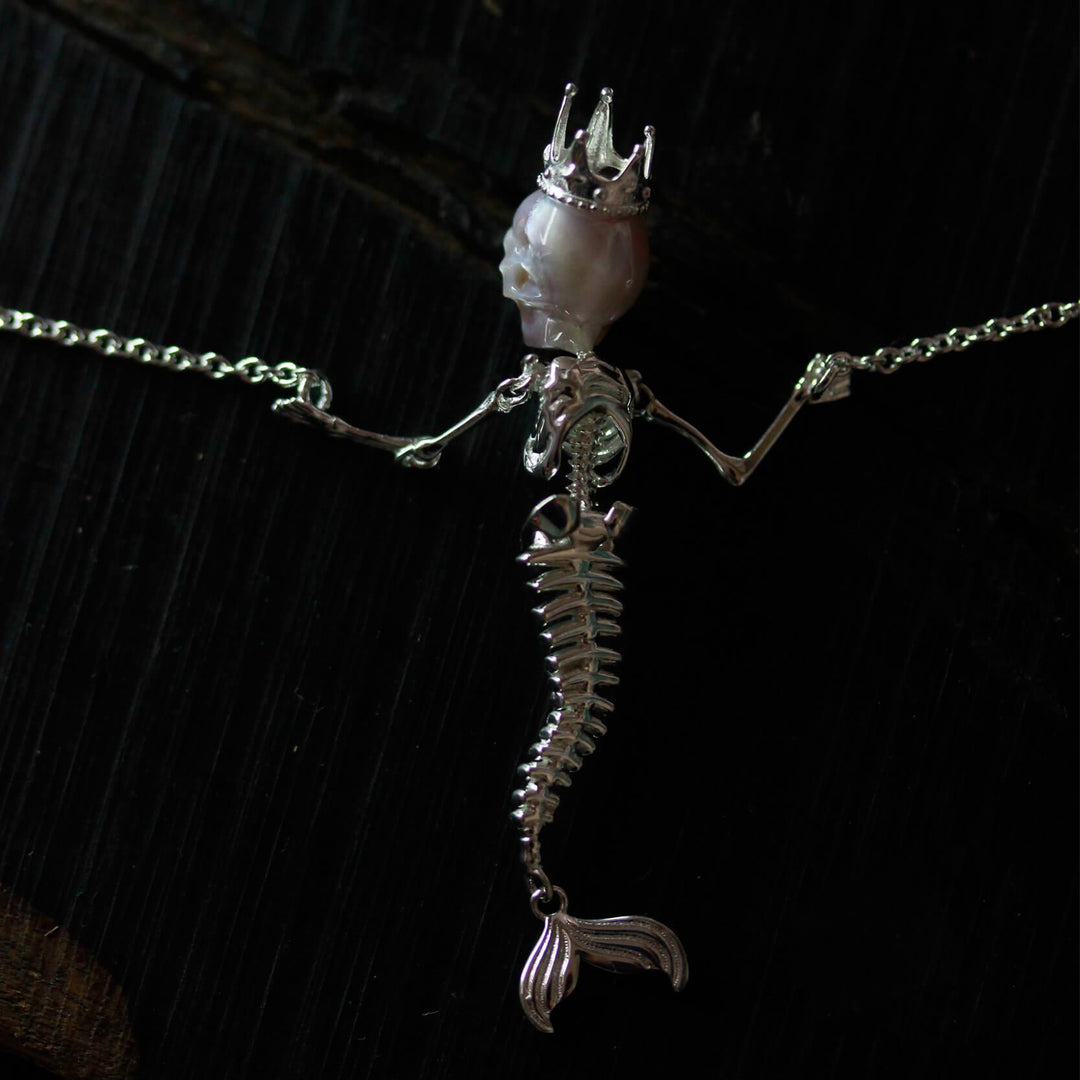 Mermaid Pearl Skull Statement Necklace™ Skull Accessories - Exquisite Merfolk-Inspired Pearl Skull Jewelry