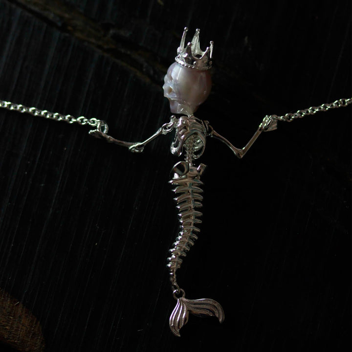 Mermaid Pearl Skull Statement Necklace™ Skull Accessories - Exquisite Merfolk-Inspired Pearl Skull Jewelry