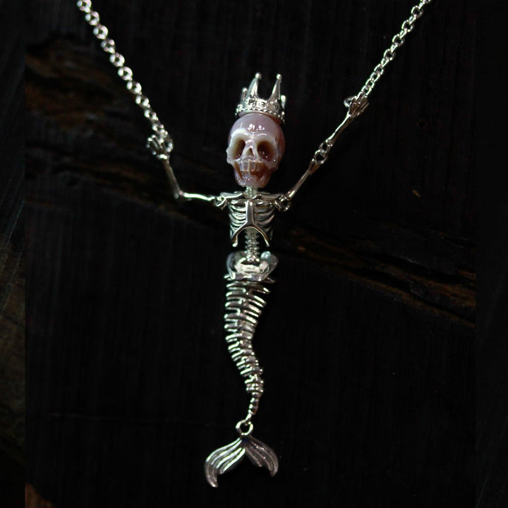Mermaid Pearl Skull Statement Necklace™ Skull Accessories - Exquisite Merfolk-Inspired Pearl Skull Jewelry