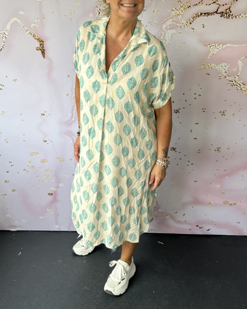 Marianne®NDC| Loose Summer Dress with Notched Collar and Short Sleeves