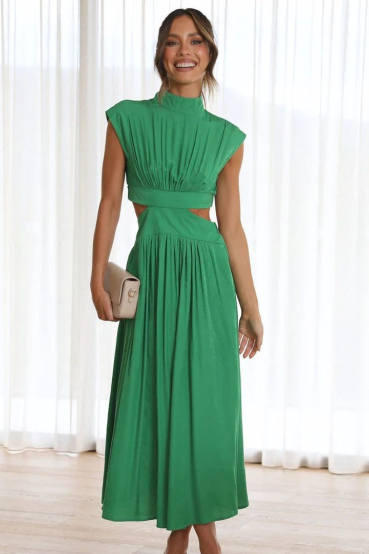 Gersinde - Elegant Sleeveless Dress with Cutout and Stand-Up Collar for Women