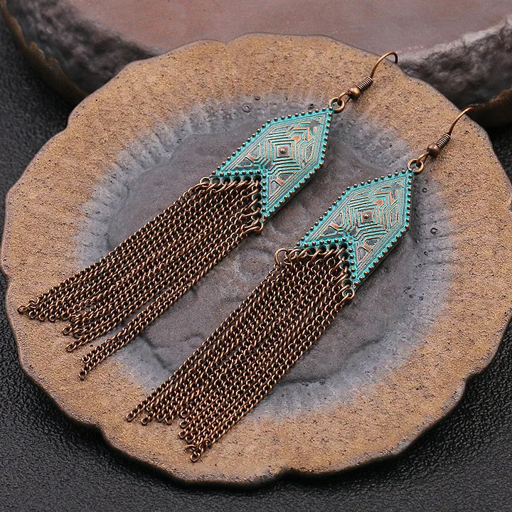 Women's Bohemian Alloy Tassel Earrings™ Retro Western Style – Chic Statement Accessories with Boho Vibes