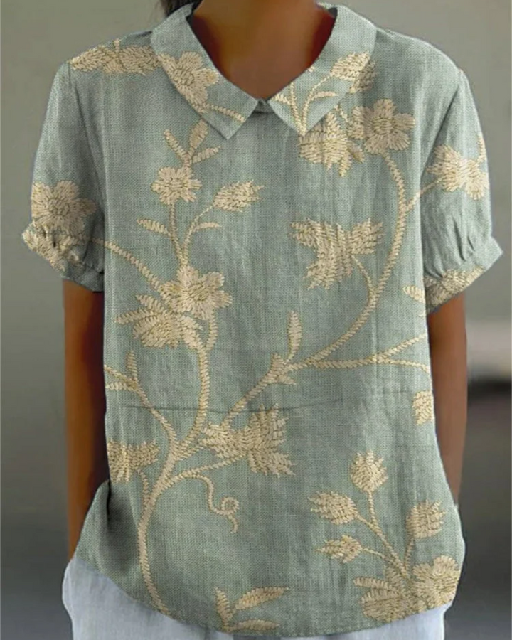 Beatrix BSC| Retro Floral Cotton-Linen Shirt