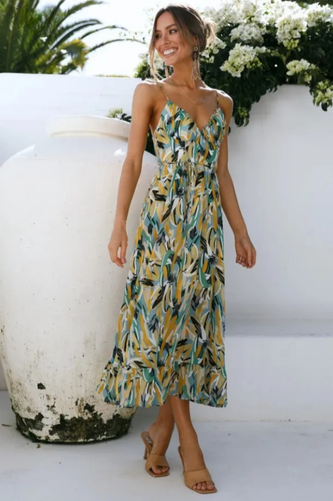 Raquel - Fashionable Midi Dress in Vibrant Colors for Women