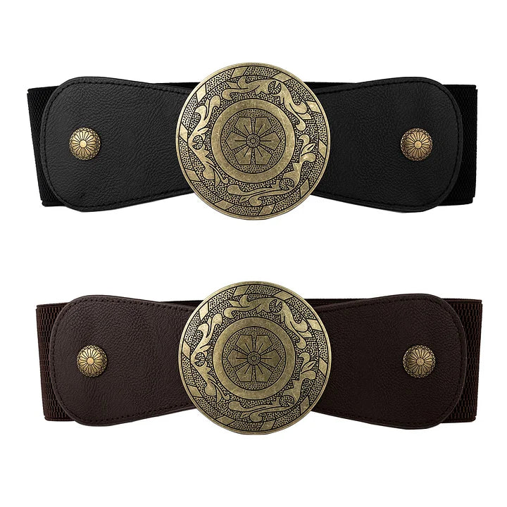 Retro Western™ Retro Western Style - Elastic Wide Waist Belt with Floral Buckle
