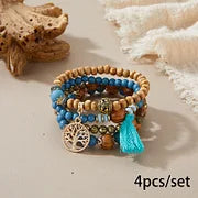 BohoStack™ Retro Western Style - Multi-Layered Wood Beaded Bracelet