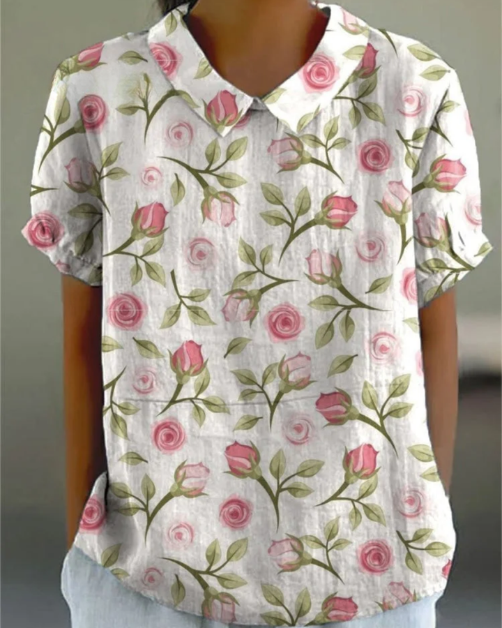 Beatrix BSC| Retro Floral Cotton-Linen Shirt