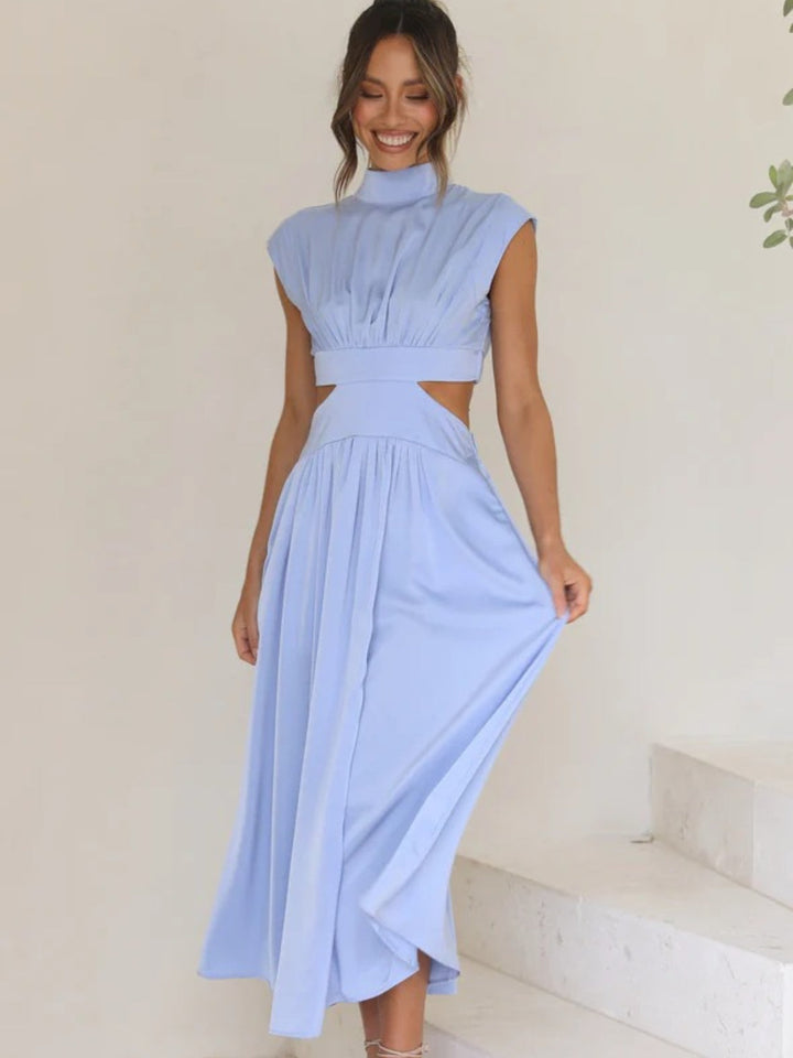 Gersinde - Elegant Sleeveless Dress with Cutout and Stand-Up Collar for Women