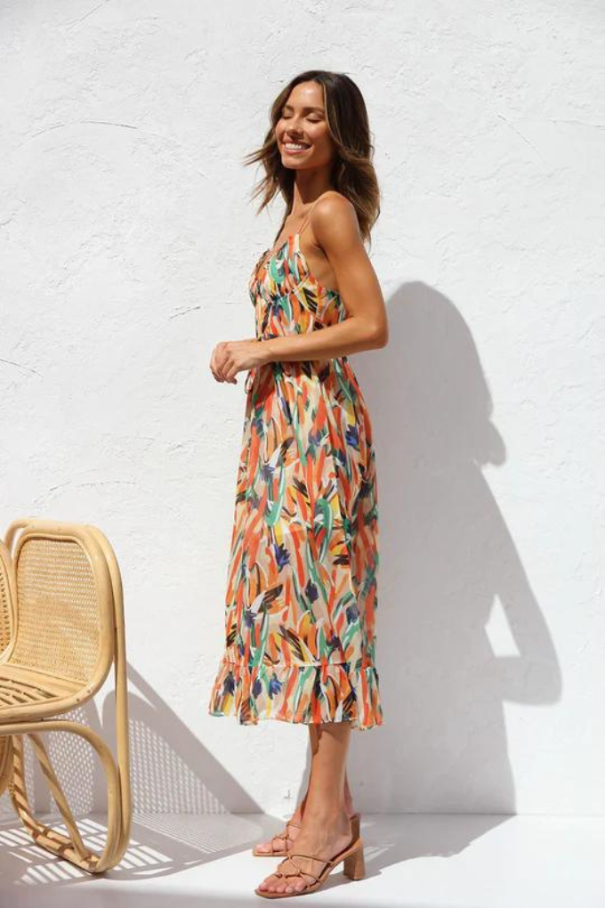 Raquel - Fashionable Midi Dress in Vibrant Colors for Women