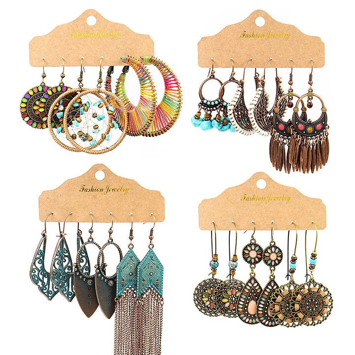Bohemian Metal Tassel Earrings™ Retro Western Style – Women's Festival-Ready Jewelry Set