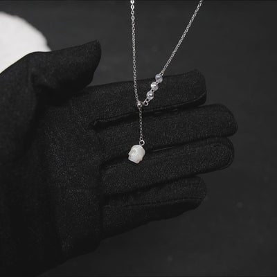 Asymmetrical Pearl Skull Cubic Zirconia Pendant Necklace™ Skull Accessories – Sophisticated Sparkle with an Edge
