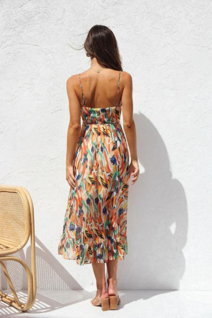 Raquel - Fashionable Midi Dress in Vibrant Colors for Women