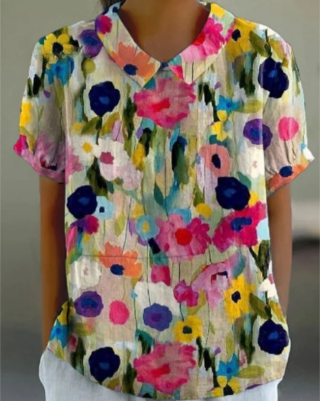 Beatrix BSC| Retro Floral Cotton-Linen Shirt