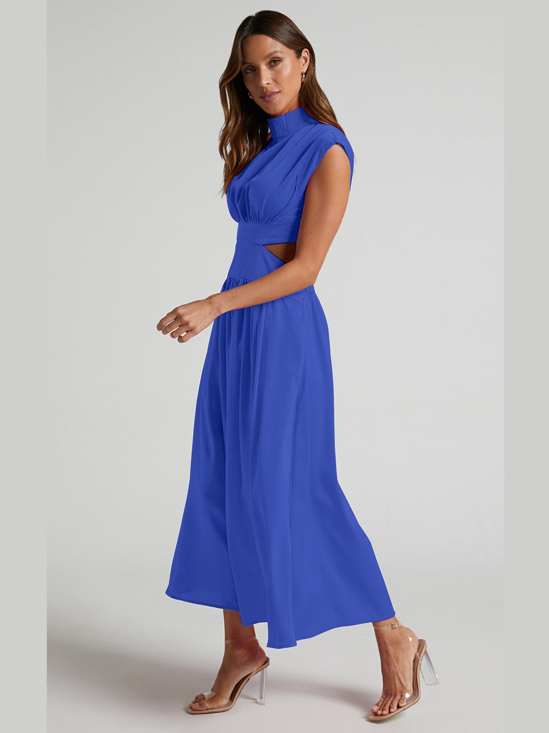 Gersinde - Elegant Sleeveless Dress with Cutout and Stand-Up Collar for Women