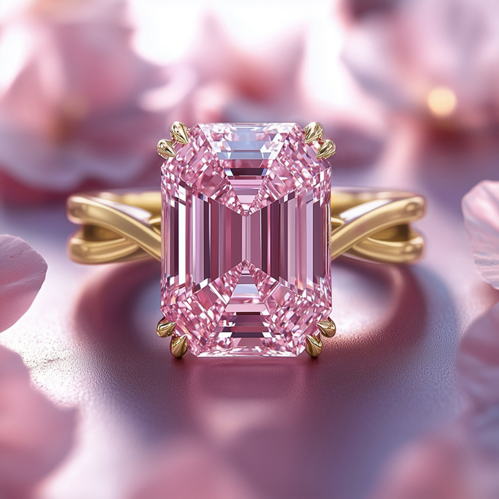 Pink Orbit Ring™ Colored Gem Stone – Modern Criss-Cross Pink Moissanite Ring