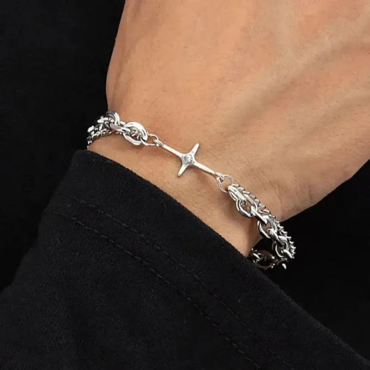 Sky Morris La Crosse Bracelet™ Men Jewelry – Multilayer Chain Bracelet with Cross Accent