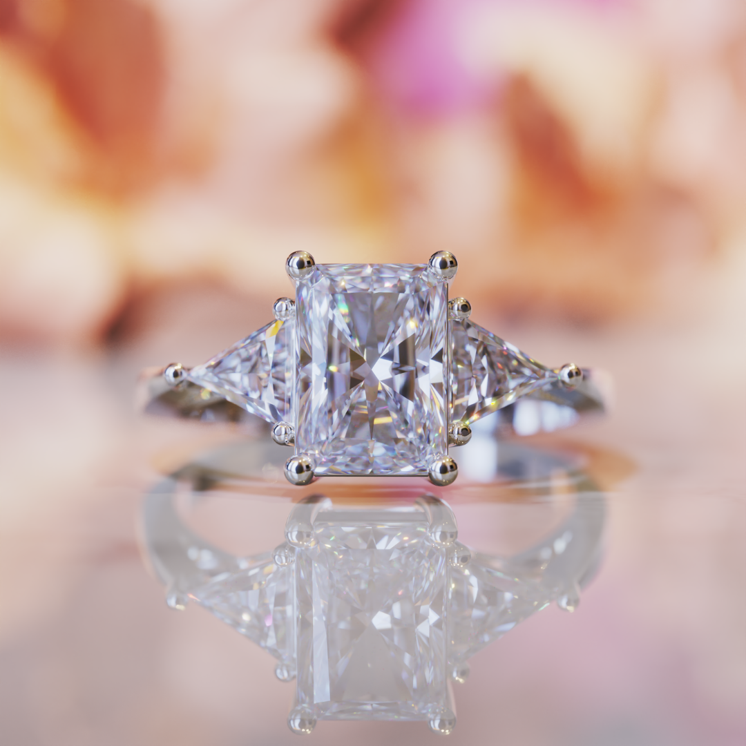 Stellar Flash Ring™ Colored Gem Stone – Radiant Symmetry in a Dazzling Trio