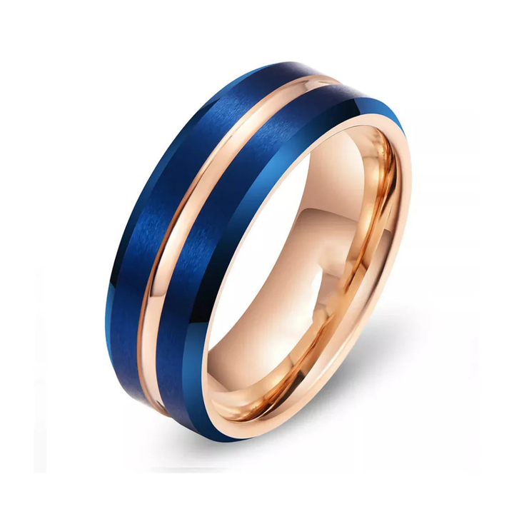 Caelum™ Men Rings – Deep Blue Brilliance. Refined in Rose Gold.