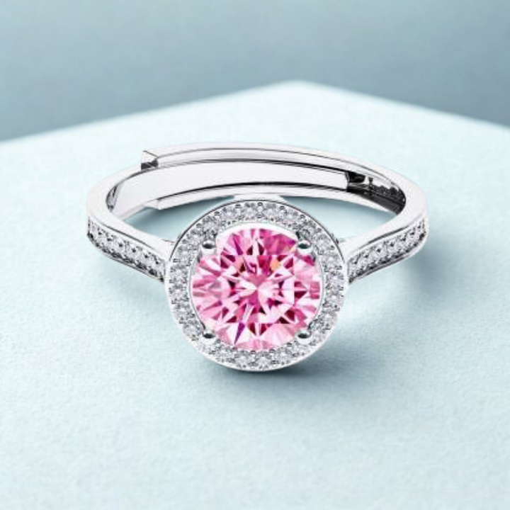 Rosefire Spark Ring™ Colored Gem Stone – Radiant Romance in a Classic Halo