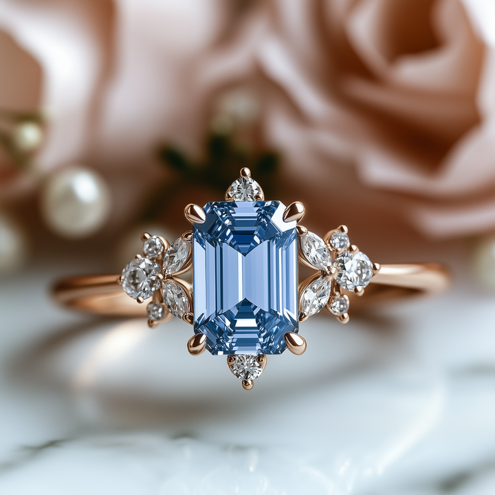 Ocean Mist Ring™ Colored Gem Stone – Elegant Brilliance in a Prismatic Blue Cut