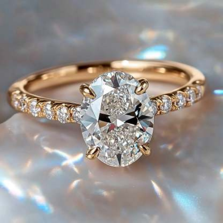 Ivory Blaze Ring™ Luxury Ring – 2 Carat Moissanite in Claw Setting with Shared Prong Band
