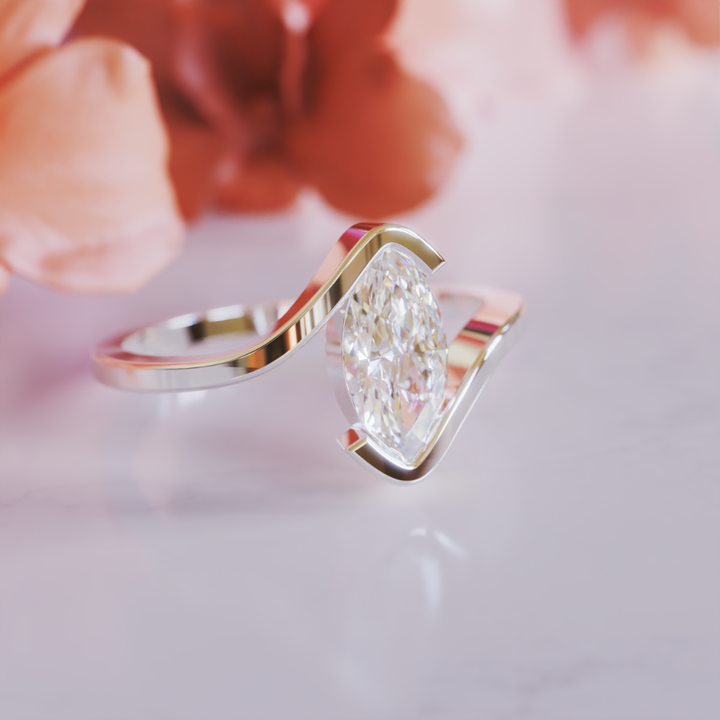 Aurora Tip Ring™ Colored Gem Stone – Sculptural Elegance in a Minimalist Frame